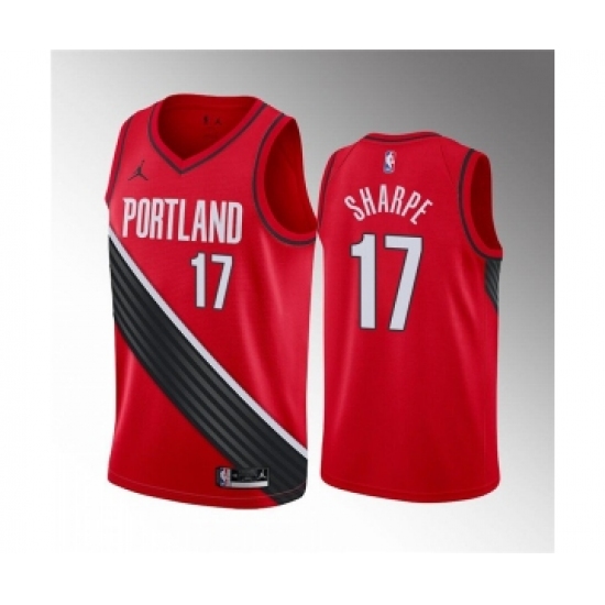 Men's Portland Trail Blazers #17 Shaedon Sharpe Red Statement Edition Stitched Basketball Jersey - Ujersey