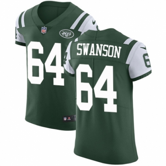Men's Nike New York Jets #64 Travis Swanson Green Team Color Vapor Untouchable Elite Player NFL Jersey - Ujersey