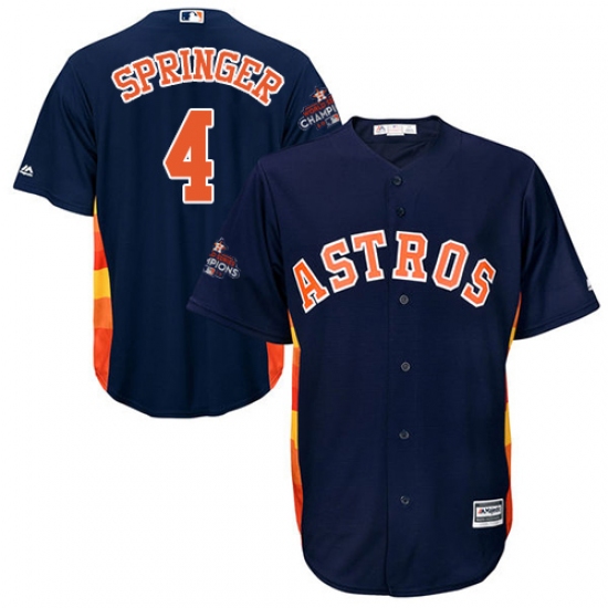 Youth Majestic Houston Astros #4 George Springer Authentic Navy Blue Alternate 2017 World Series Champions Cool Base MLB Jersey - Ujersey