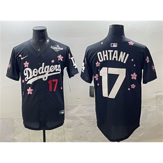 Men's Los Angeles Dodgers #17 Shohei Ohtani Black 2025 World Series Tokyo Series Limited Stitched Baseball Jersey - Ujersey