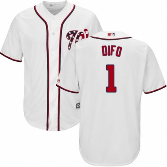 Youth Majestic Washington Nationals #1 Wilmer Difo Authentic White Home Cool Base MLB Jersey - Ujersey