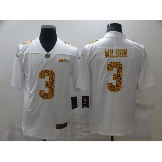 Men's Seattle Seahawks #3 Russell Wilson White Nike Leopard Print Limited Jersey - Ujersey