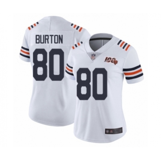 Women's Chicago Bears #80 Trey Burton White 100th Season Limited Football Jersey - Ujersey