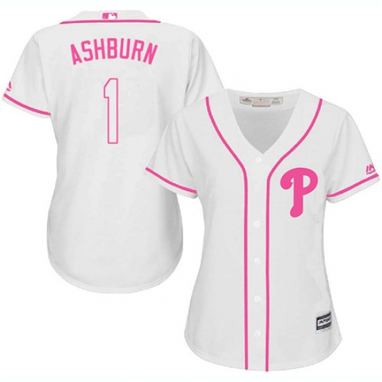 Women's Majestic Philadelphia Phillies #1 Richie Ashburn Replica White Fashion Cool Base MLB Jersey - Ujersey