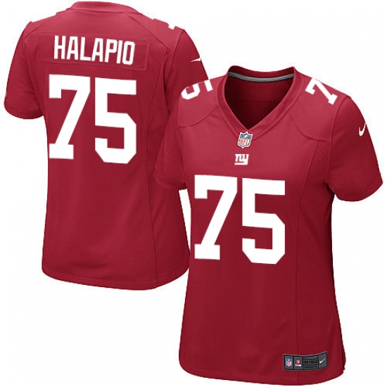 Women's Nike New York Giants #75 Jon Halapio Game Red Alternate NFL Jersey - Ujersey