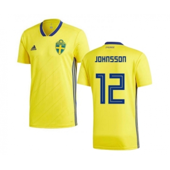 Sweden #12 Johnsson Home Kid Soccer Country Jersey