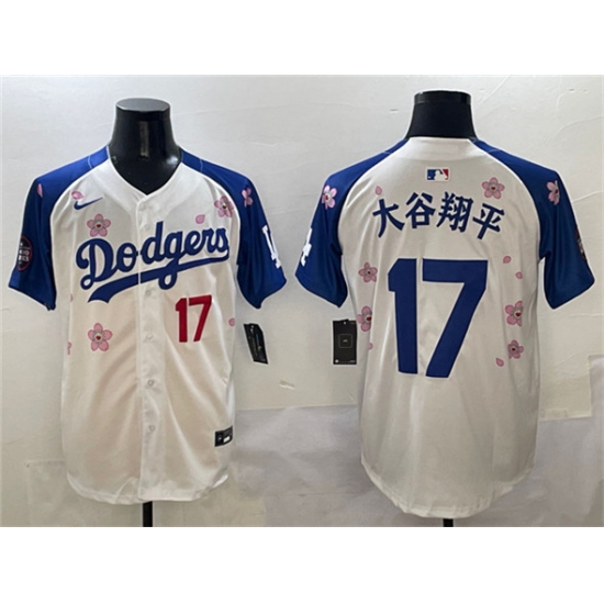 Men's Los Angeles Dodgers #17 大谷翔平 White Royal 2025 Tokyo Series Limited Stitched Baseball Jersey - Ujersey