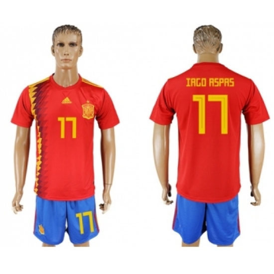 Spain #17 Iago Aspas Home Soccer Country Jersey