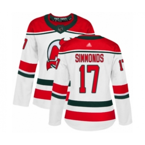 Women's New Jersey Devils #17 Wayne Simmonds Authentic White Alternate Hockey Jersey - Ujersey