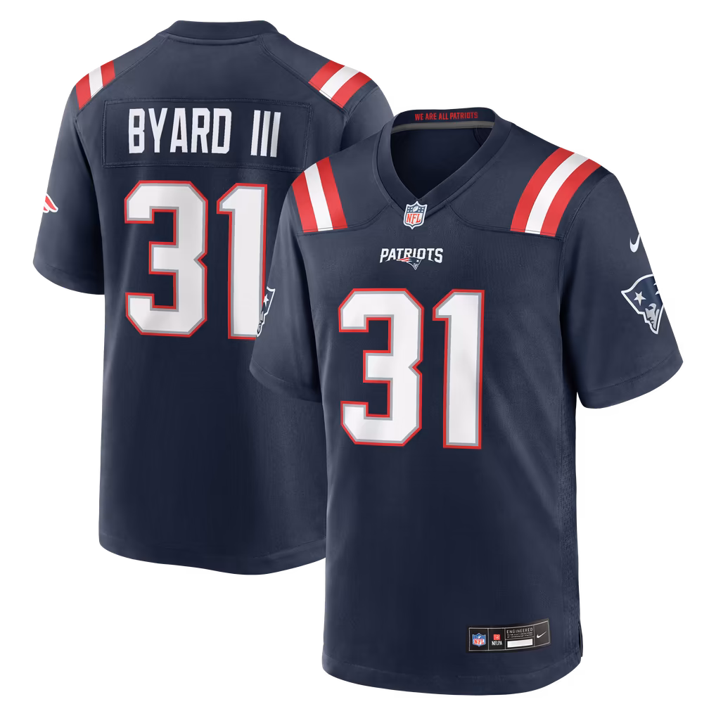Men's New England Patriots Kevin Byard III Nike Navy Team Game Jersey - Ujersey