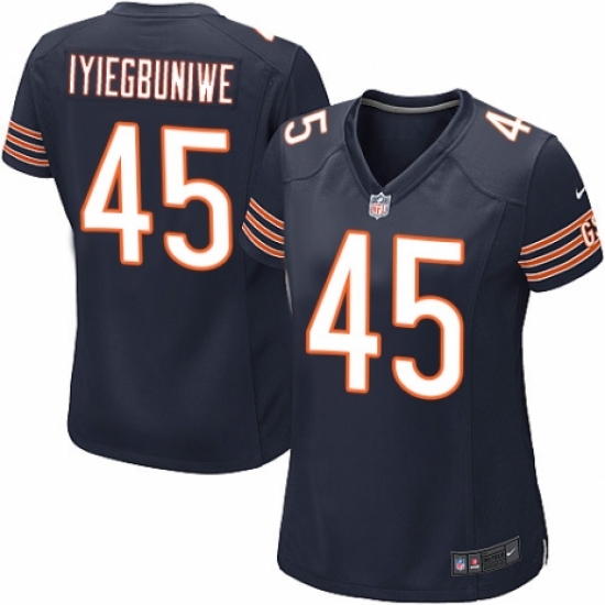 Women's Nike Chicago Bears #45 Joel Iyiegbuniwe Game Navy Blue Team Color NFL Jersey - Ujersey