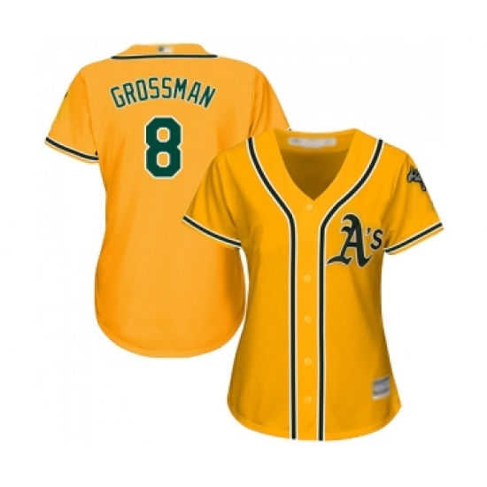 Women's Oakland Athletics #8 Robbie Grossman Replica Gold Alternate 2 Cool Base Baseball Jersey - Ujersey