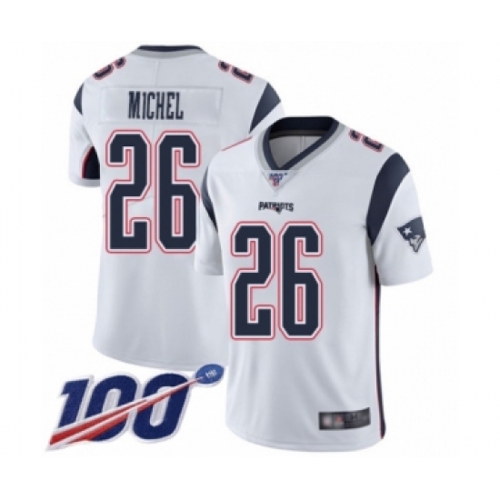 Men's New England Patriots #26 Sony Michel White Vapor Untouchable Limited Player 100th Season Football Jersey - Ujersey