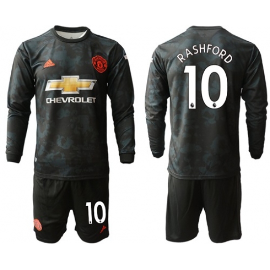 Manchester United #10 Rashford Third Long Sleeves Soccer Club Jersey
