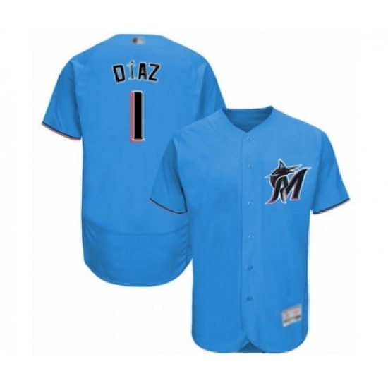 Men's Miami Marlins #1 Isan Diaz Blue Alternate Flex Base Authentic Collection Baseball Player Jersey - Ujersey
