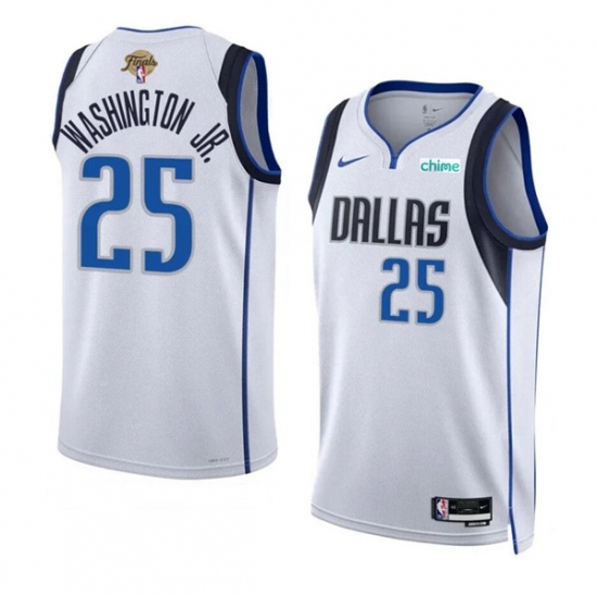 Men's Dallas Mavericks #25 P.J. Washington Jr. White 2024 Finals Association Edition Stitched Basketball Jersey - Ujersey