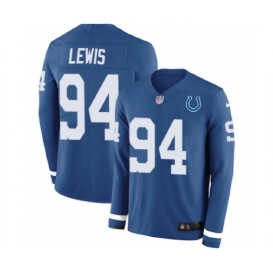 Youth Nike Indianapolis Colts #94 Tyquan Lewis Limited Blue Therma Long Sleeve NFL Jersey - Ujersey