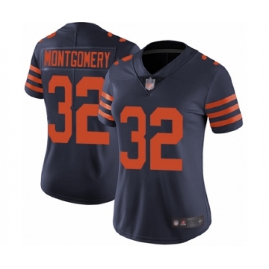 Women's Chicago Bears #32 David Montgomery Limited Navy Blue Rush Vapor Untouchable Football Jersey - Ujersey