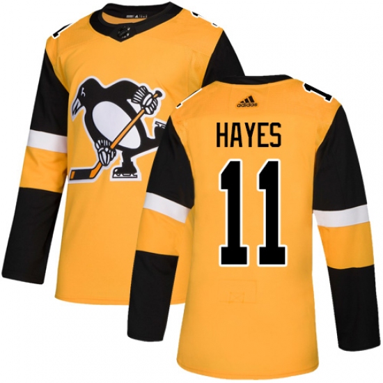 Youth Adidas Pittsburgh Penguins #11 Jimmy Hayes Authentic Gold Alternate NHL Jersey - Ujersey
