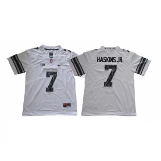 Ohio State Buckeyes 7 Dwayne Haskins Jr White Shadow College Football Jersey - Ujersey