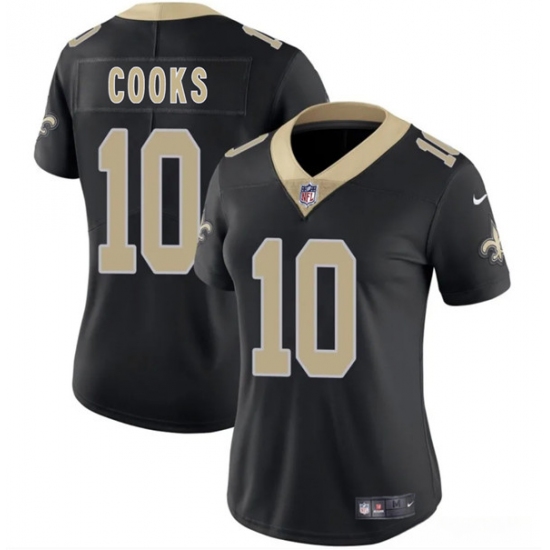 Women's New Orleans Saints #10 Brandin Cooks Black 2025 Vapor Limited Football Stitched Jersey(Run Small) - Ujersey