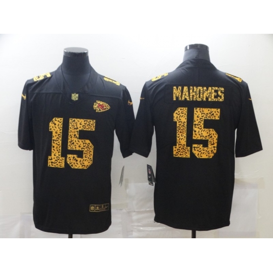 Men's Kansas City Chiefs #15 Patrick Mahomes Black Nike Leopard Print Limited Jersey - Ujersey