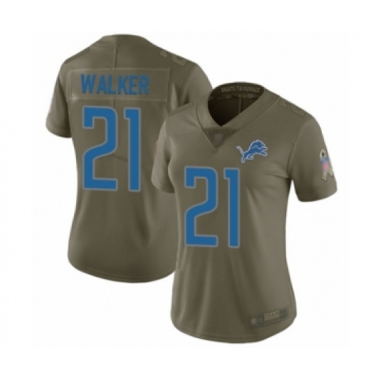 Women's Detroit Lions #21 Tracy Walker Limited Olive 2017 Salute to Service Football Jersey - Ujersey