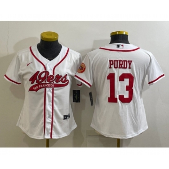 Women's San Francisco 49ers #13 Brock Purdy White With Patch Cool Base Stitched Baseball Jersey - Ujersey