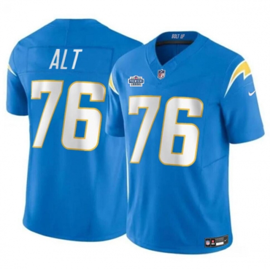 Men's Los Angeles Chargers #76 Joe Alt Light Blue 2024 With Dradt Vapor Limited Stitched Football Jersey - Ujersey