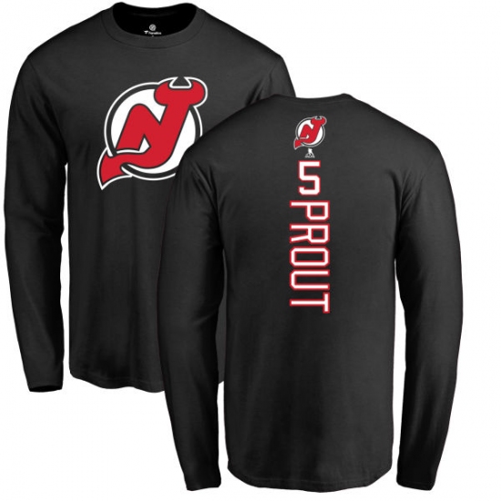NHL Adidas New Jersey Devils #5 Dalton Prout Black Backer Long Sleeve T-Shirt - ujerseystore