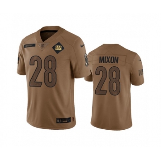 Men's Nike Cincinnati Bengals #28 Joe Mixon 2023 Brown Salute To Service Limited Football Stitched Jersey - Ujersey