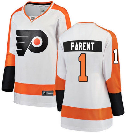 Women's Philadelphia Flyers #1 Bernie Parent Fanatics Branded White Away Breakaway NHL Jersey - Ujersey