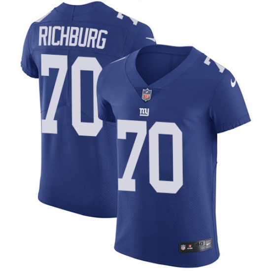 Men's Nike New York Giants #70 Weston Richburg Elite Royal Blue Team Color NFL Jersey - Ujersey