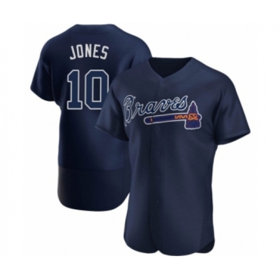 Women Chipper Jones #10 Atlanta Braves Navy Authentic Alternate Team Name Jersey - Ujersey