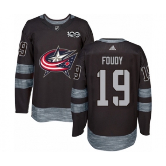 Men's Adidas Columbus Blue Jackets #19 Liam Foudy Authentic Black 1917-2017 100th Anniversary NHL Jersey - Ujersey