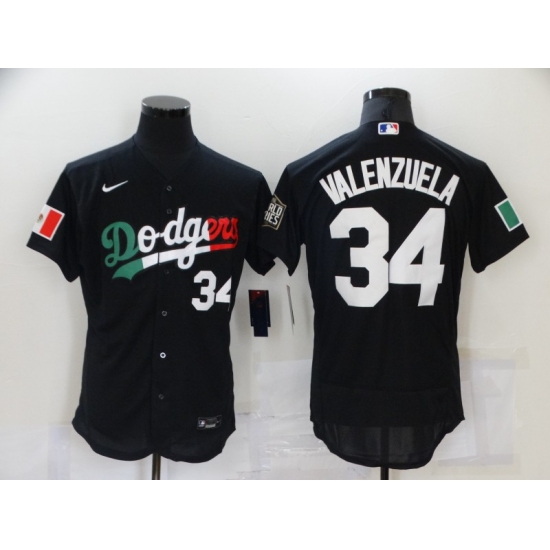 Men's Nike Los Angeles Dodgers #34 Fernando Valenzuela Black Elite Jersey - Ujersey