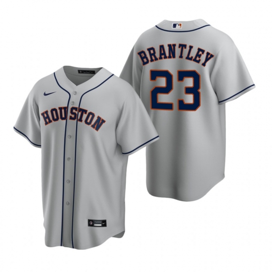 Men's Nike Houston Astros #23 Michael Brantley Gray Road Stitched Baseball Jersey - Ujersey