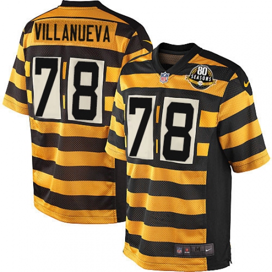 Youth Nike Pittsburgh Steelers #78 Alejandro Villanueva Limited Yellow/Black Alternate 80TH Anniversary Throwback NFL Jersey - Ujersey