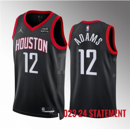 Men's Houston Rockets #12 Steven Adams Black Statement Edition Stitched Jersey - Ujersey