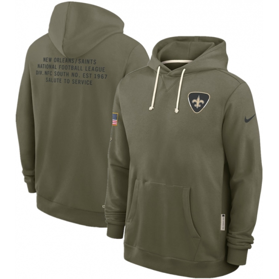 Men's New Orleans Saints Olive 2025 Salute to Service Pullover Hoodie - Ujersey