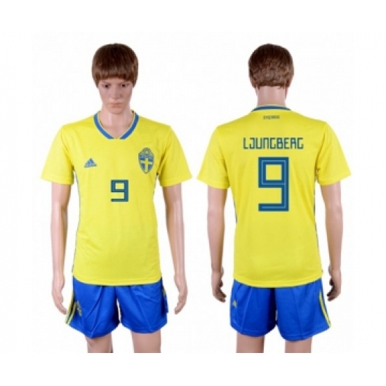 Sweden #9 Ljungberg Home Soccer Country Jersey