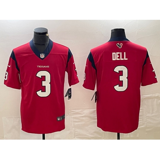 Men's Houston Texans #3 Tank Dell Red Vapor Untouchable Football Stitched Jersey - Ujersey