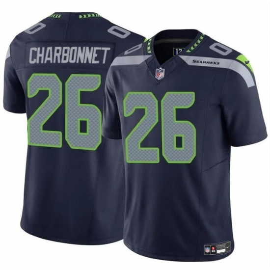 Men's Seattle Seahawks #26 Zach Charbonnet Navy 2024 F.U.S.E Vapor Limited Stitched Football Jersey - Ujersey