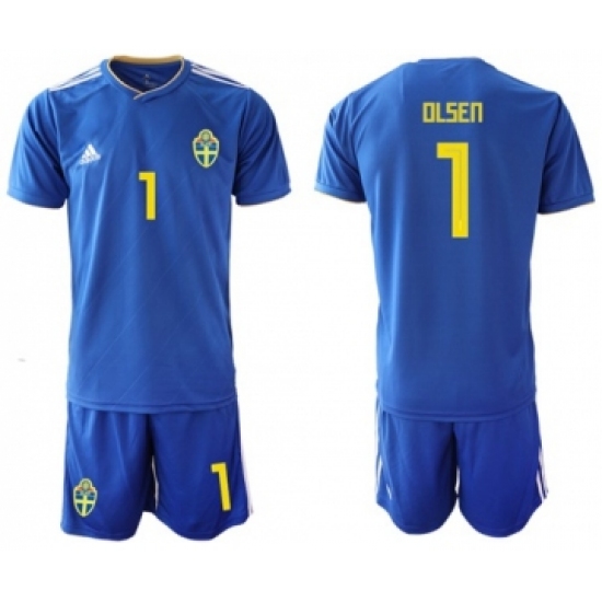 Sweden #1 Olsen Away Soccer Country Jersey