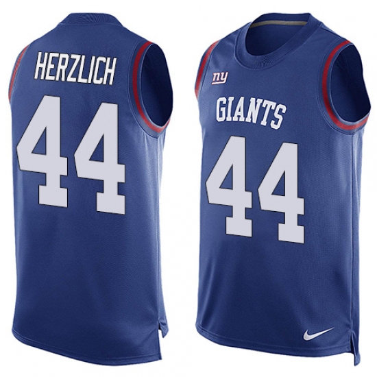 Men's Nike New York Giants #44 Mark Herzlich Limited Royal Blue Player Name & Number Tank Top NFL Jersey - Ujersey