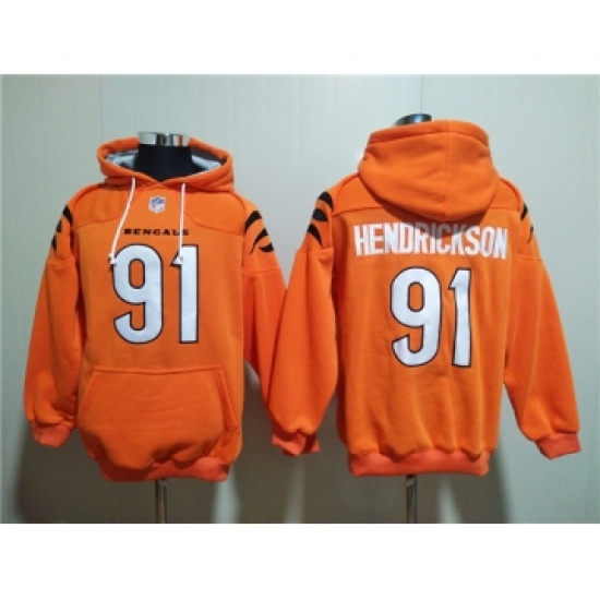 Men's Cincinnati Bengals #91 Trey Hendrickson Orange Pullover Hoodie - Ujersey