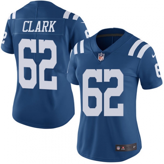 Women's Nike Indianapolis Colts #62 Le'Raven Clark Limited Royal Blue Rush Vapor Untouchable NFL Jersey - Ujersey