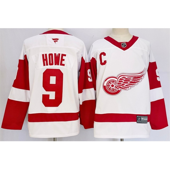 Men's Detroit Red Wings #9 Gordie Howe White 2024-25 Stitched Jersey - Ujersey