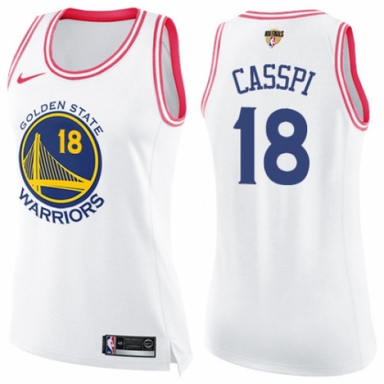 Women's Nike Golden State Warriors #18 Omri Casspi Swingman White/Pink Fashion 2018 NBA Finals Bound NBA Jersey - Ujersey