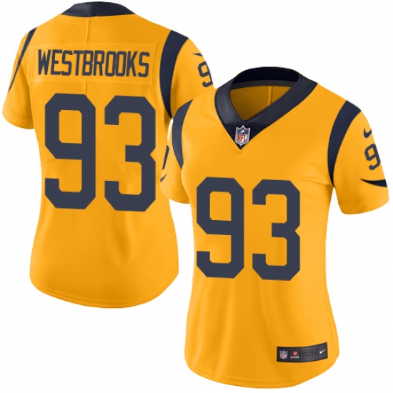 Women's Nike Los Angeles Rams #93 Ethan Westbrooks Limited Gold Rush Vapor Untouchable NFL Jersey - Ujersey